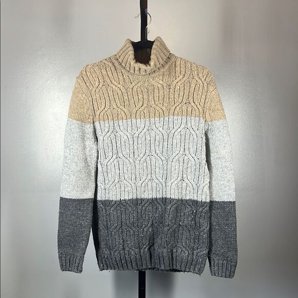 Tasso Elba Colorblock Turtleneck Sweater - Picture 1 of 6